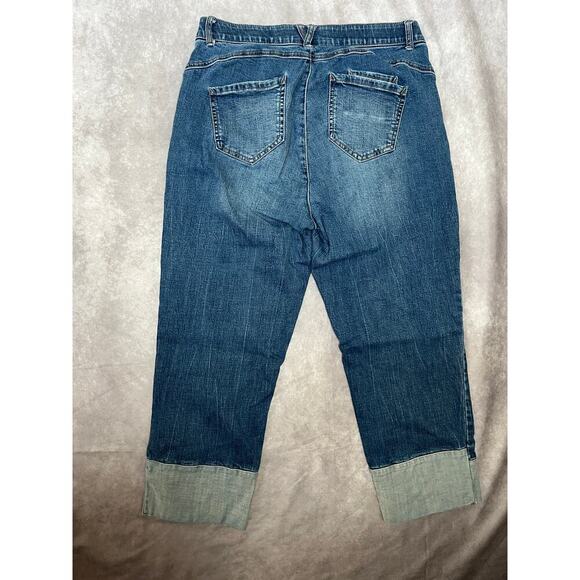Democracy Reverse Cuff Boyfriend Jeans sz 14W "Ab"solution Crop Casual Slimming - Picture 6 of 10